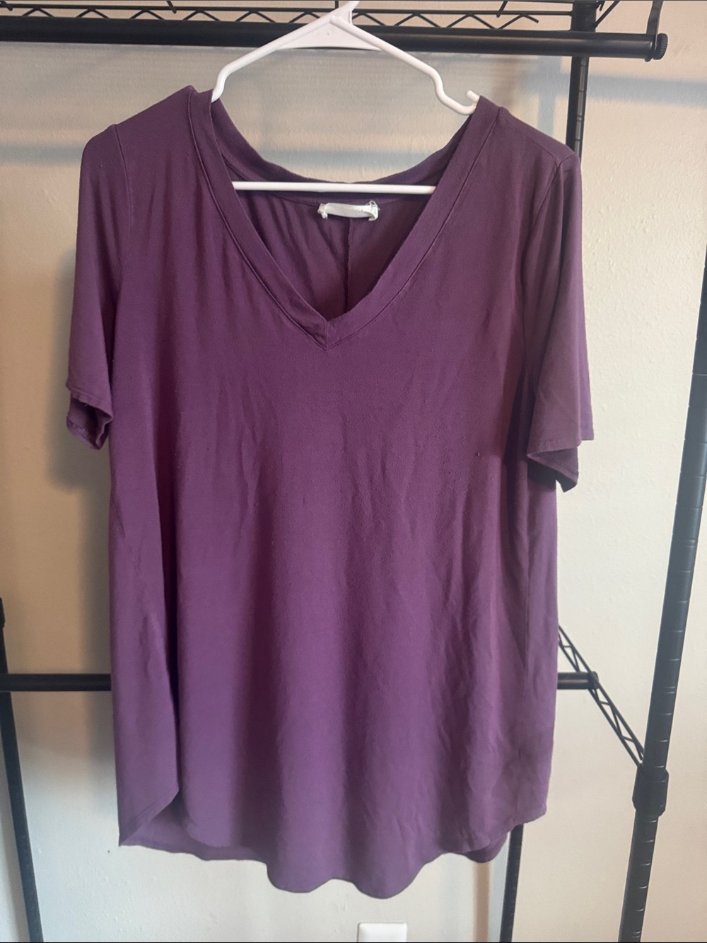 Zenana Outfitters V-Neck Short Sleeve Tee - Plum